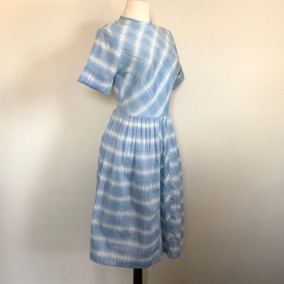 Vintage 50's Western Shadow Plaid Day Dress Sz 28… - image 3