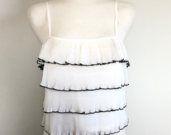 Sexy Vintage 60’s sheer tiered pleated Blouse 36” B