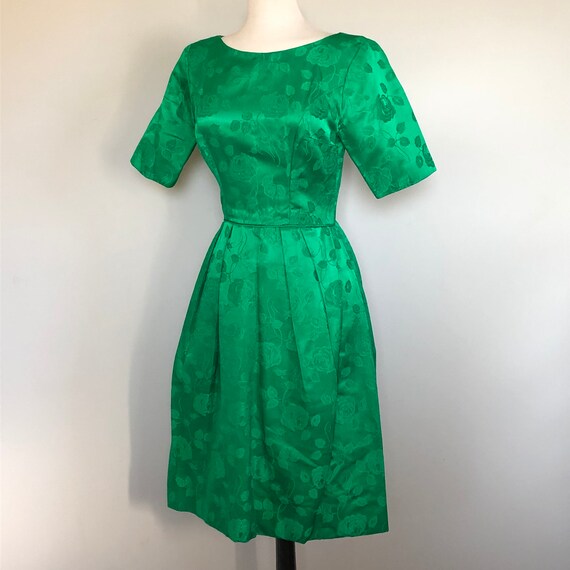 Vintage 1950’s Kelley green floral brocade party … - image 2