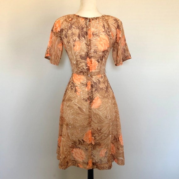 True Vintage Nylon Sheer flowey Floral Day Dress … - image 9