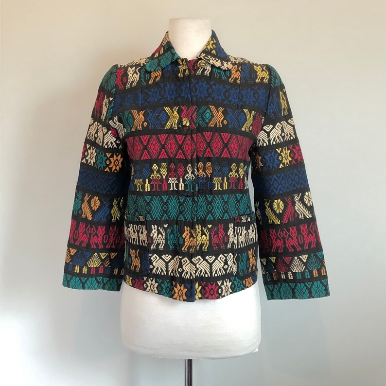Vintage Huipil Guatemala San Juan Cotzal Hand Woven Jacket - Etsy