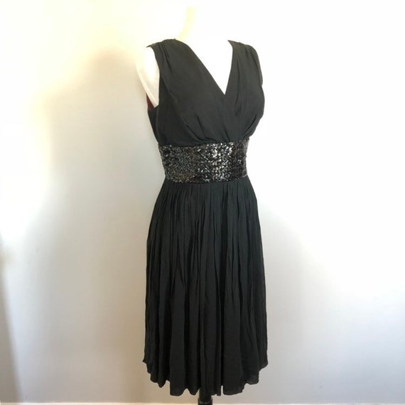 Fabulous Vintage Black Sequins & Chiffon 50's Eve… - image 2