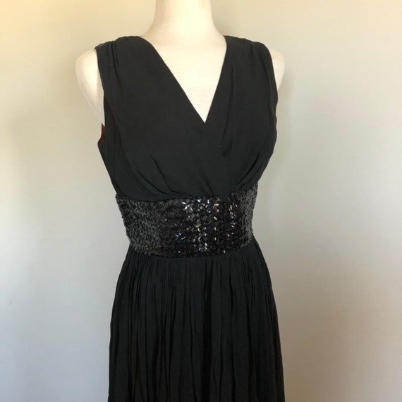 Fabulous Vintage Black Sequins & Chiffon 50's Eve… - image 3