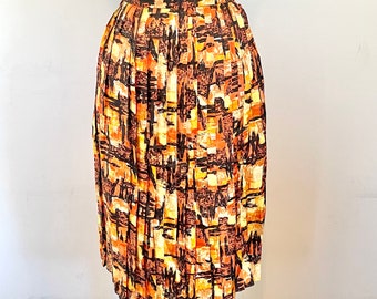 Vintage 60’s abstract fall colors knife pleated skirt Sz 26”