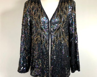 Sexy Sequin sparkle Vintage 1980’s jacket blazer Sz 38” B