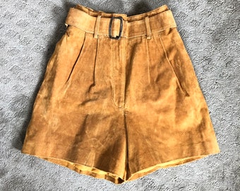 Vintage Western Suede 80’s 90’s high waisted shorts Sz 27” W