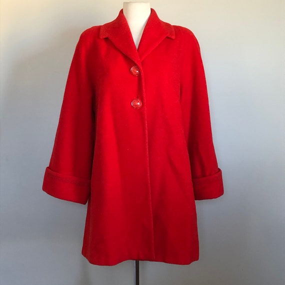 Vintage 1950s Sexy Red winter wool swing coat Sz 44 B | Etsy