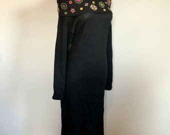 Sexy 80’s 90’s bejeweled off the shoulder sweater dress