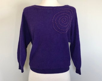 Pull Free People En Mélange Angora/laine - Couleur Violet, Taille S/M, Occasion Très Bon état