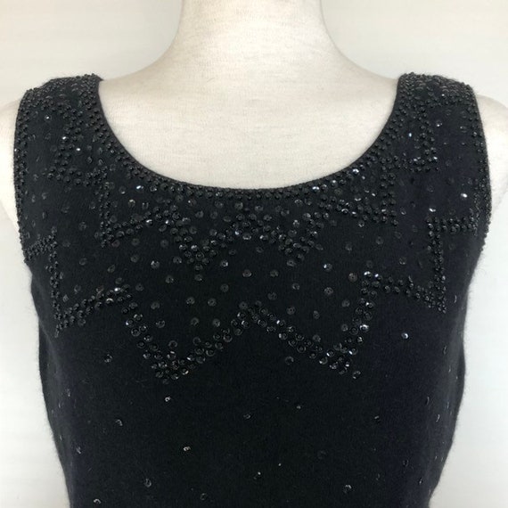 Vintage 50s 60s Beaded Angora Sweater Black Sz 40… - image 3