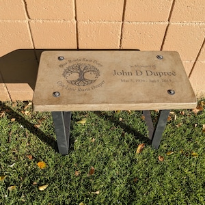 Custom Engraved Memorial Bench Measures 23.75" L x 11.75" W x 16.5" H . Tree of Life