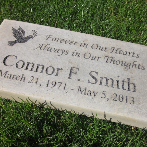 Personalized Engraved  Memorial  Stone 11.5"x 5.5" Forever in Our Hearts Always in Our Thoughts