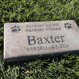 Personalized Engraved Pet Memorial  Stone 11.5&quot;x 5.5&quot; Forever Loved Forever Missed