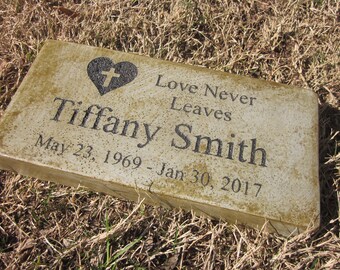 Personalized Engraved  Memorial  Stone 11.5"x 5.5" Love Never Leaves