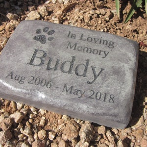 Personalized Engraved Pet Memorial  Stone 8.5"x5.5" In Loving Memory Paw