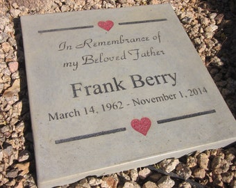 Custom Engraved Memorial & Tribute Stone 11.5"x11.5" 'In Remembrance of my Beloved <RELATIONSHIP>