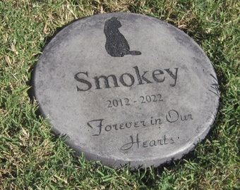 Engraved Pet Memorial 11" D  'Forever in Our Hearts' Cat (Select from 10 Available Images)