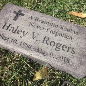 Personalized Engraved  Memorial  Stone 11.5&quot;x 5.5&quot; A Beautiful Soul is Never Forgotten