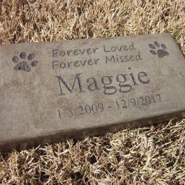 Personalized Engraved Pet Memorial  Stone 11.5"x 5.5" Forever Loved Forever Missed