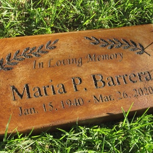 Personalized Engraved  Memorial  Stone 11.5"x 5.5" In Loving Memory with Leaves