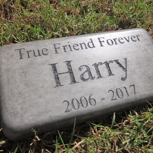 Customized Pet Memorial  Stone 8" x 4" "True Friend Forever (Max 12 characters for name and years only)