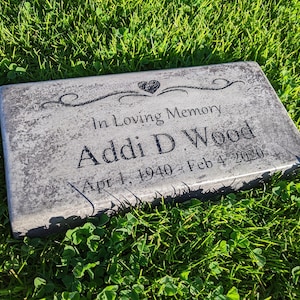 Personalized Engraved  Memorial  Stone 11.5"x 5.5" In Loving Memory with Heart