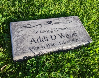 Personalized Engraved  Memorial  Stone 11.5"x 5.5" In Loving Memory with Heart