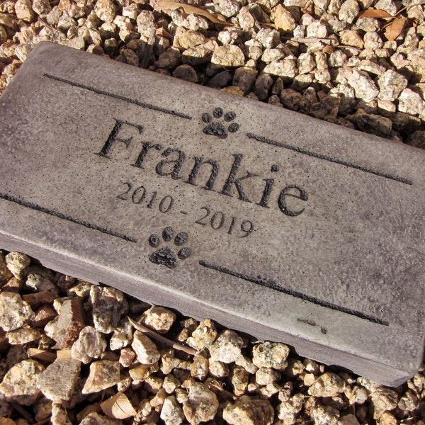 Personalized Engraved Pet Memorial  Stone 11.5"x 5.5"  Paw Images