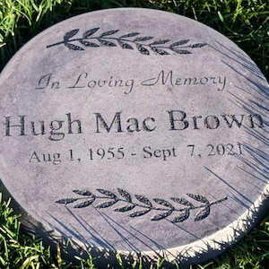 Custom Engraved Memorial & Tribute Stone 11 inch In Loving Memory with Leaves Image