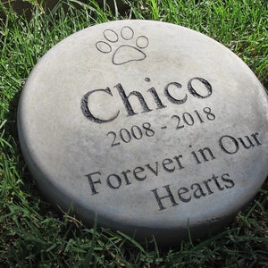 Custom Engraved Pet Memorial 7.5" Diameter Forever in Our Hearts (Select from 11 different images)