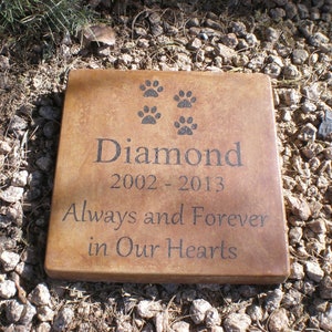 Personalized Engraved Pet Memorial  Stone 11.5"X11.5"  'Always and Forever in Our Hearts' (13 available images)