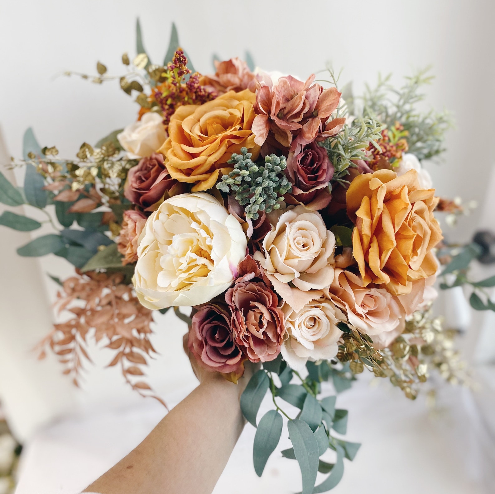 rust beige and sage green wedding