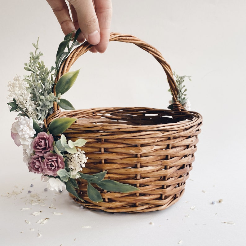 Flower girl basket wicker basket twig basket rustic basket Etsy
