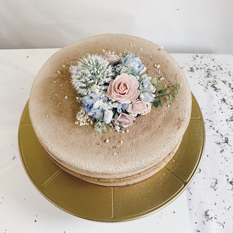 Wedding cake topper wedding cake flowers blush dusty blue Etsy