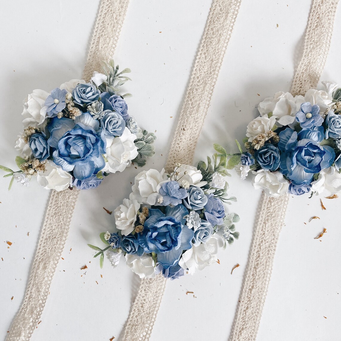 Dusty blue wrist corsage Floral wrist corsages Blue wrist | Etsy