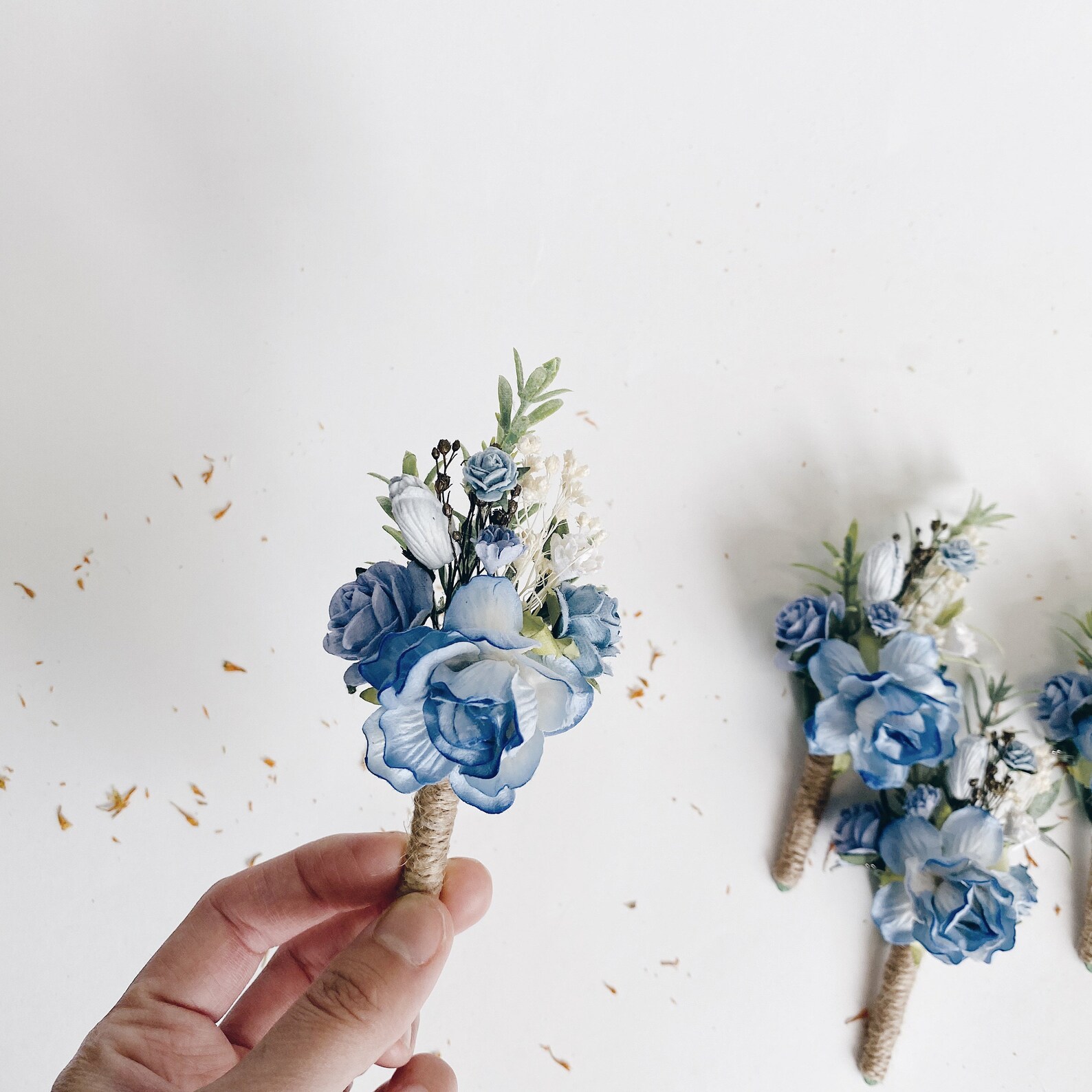 Something blue blue button hole Flower boutonnières floral Etsy