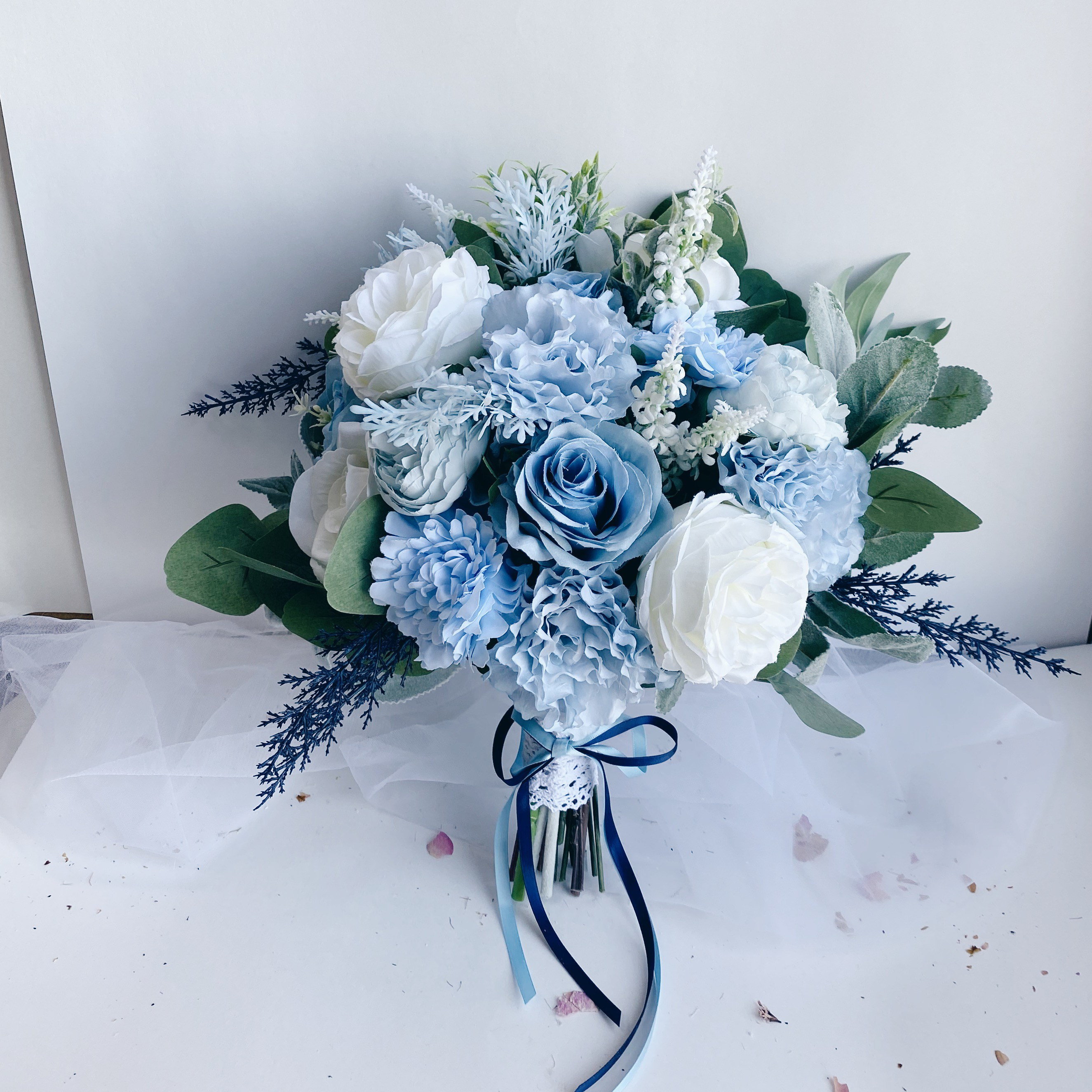 Bridal bouquets dusty blue wedding bouquet bridesmaid Etsy