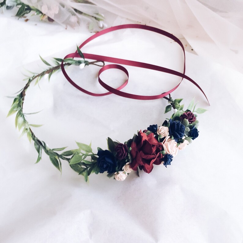 burgundy floral headband
