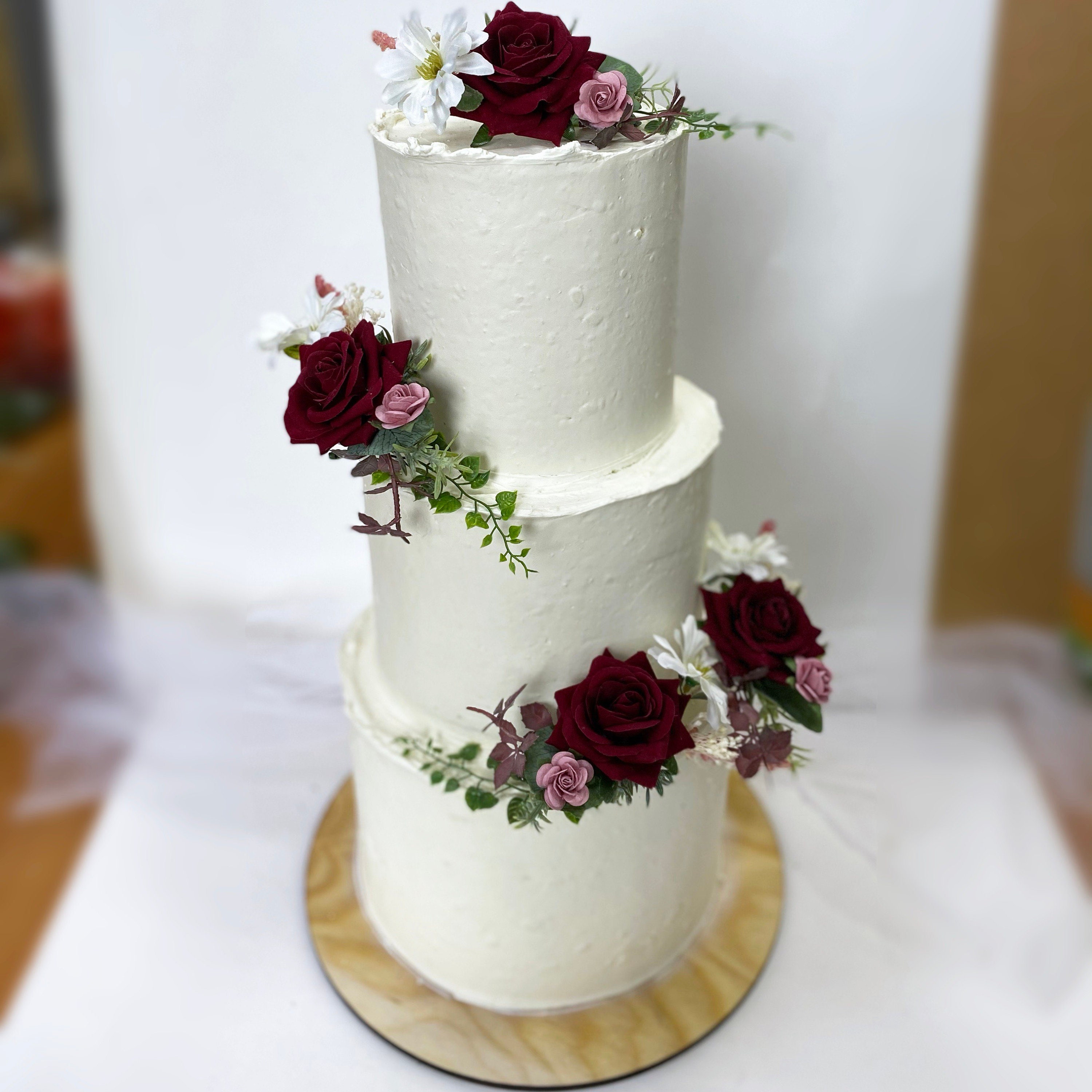 Wedding cake topper wedding cake flowers deep red cake Etsy
