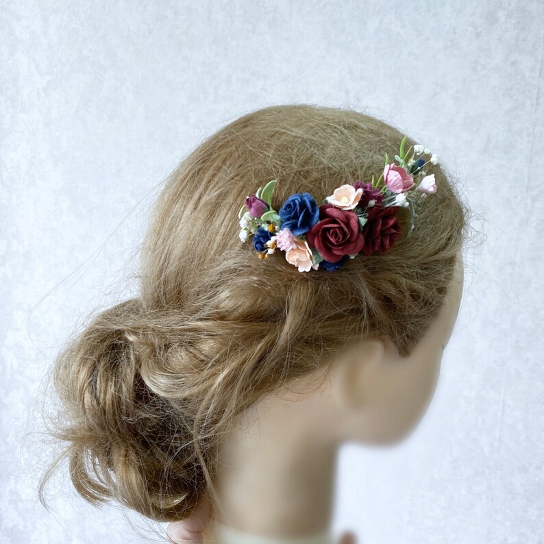 Wedding hair piece 1 Bridesmaids hair pieces maroon and Etsy