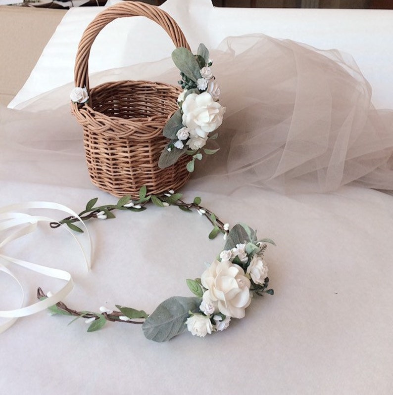 twig basket Flower girl basket basket with flowers small basket rustic basket white baskets ivory baskets wicker basket