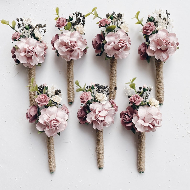 Pale Dusty rose Flower boutonnières floral boutonnières Etsy