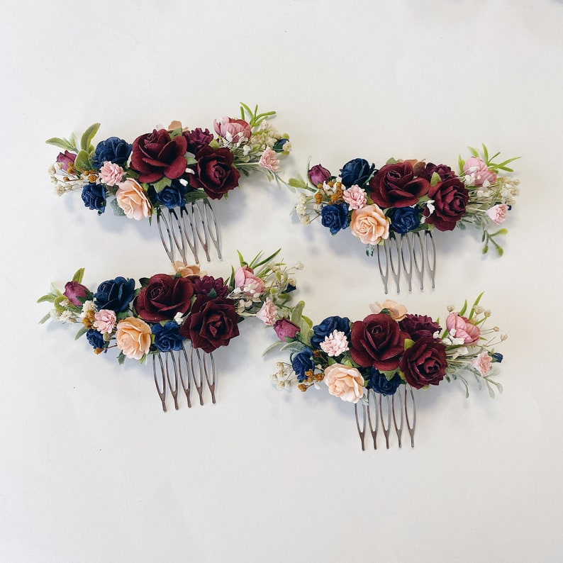 Wedding hair piece 1 Bridesmaids hair pieces maroon and Etsy