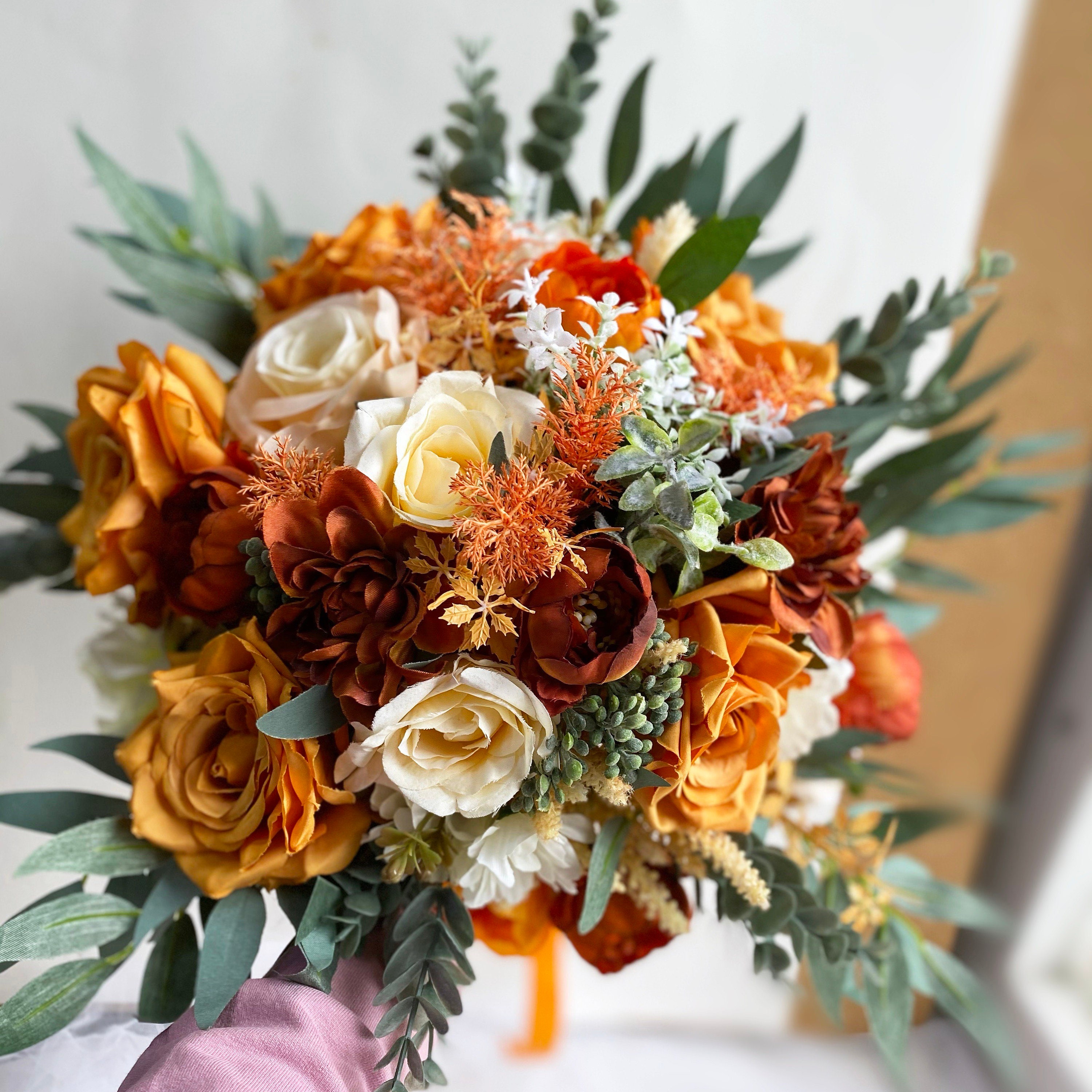 Wedding bouquet rust orange faux burnt orange wedding Etsy