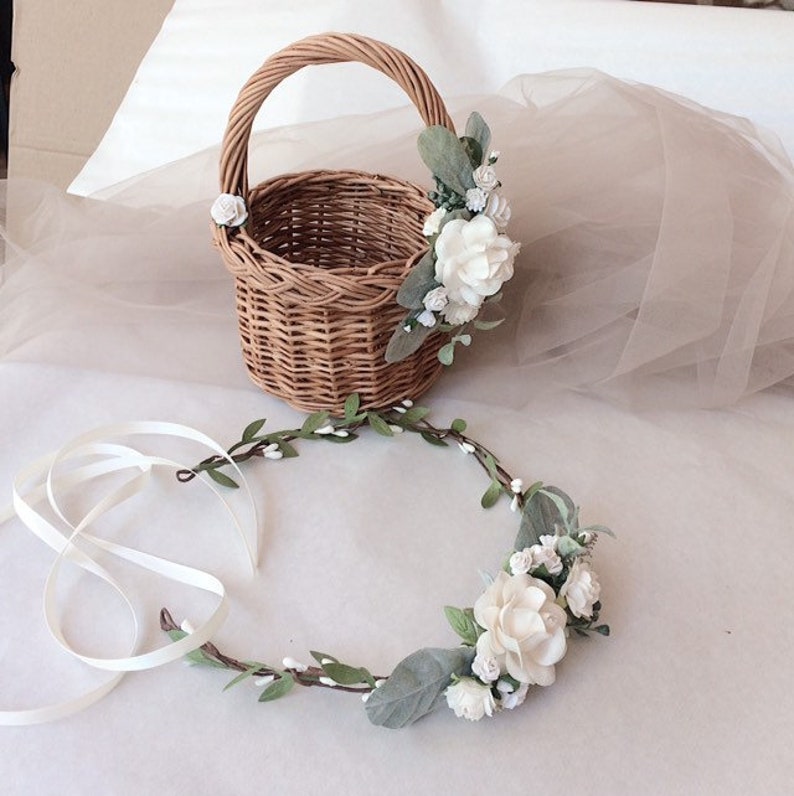 twig basket Flower girl basket basket with flowers small basket rustic basket white baskets ivory baskets wicker basket