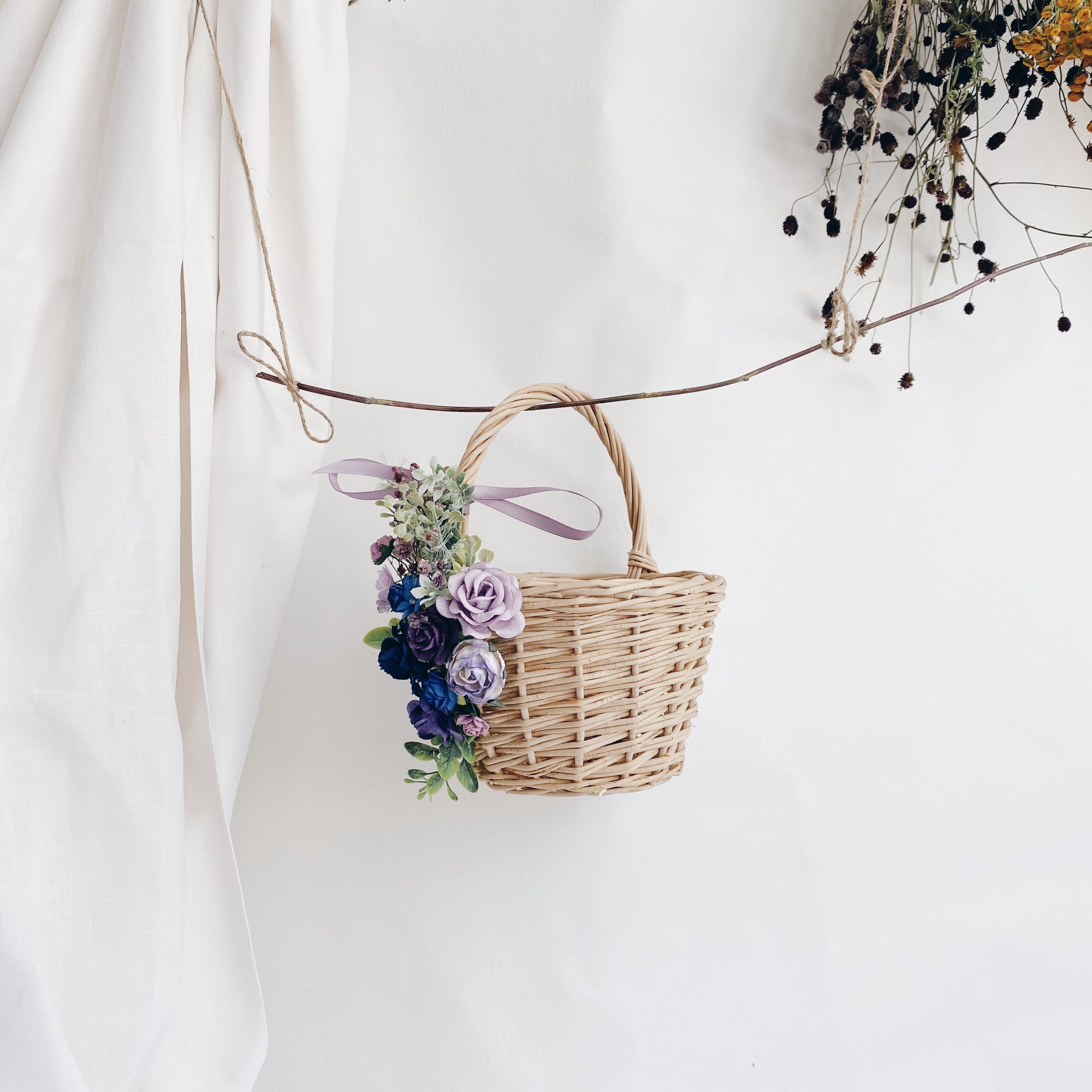 Flower girl lilac baskets wicker baskets twig baskets Etsy
