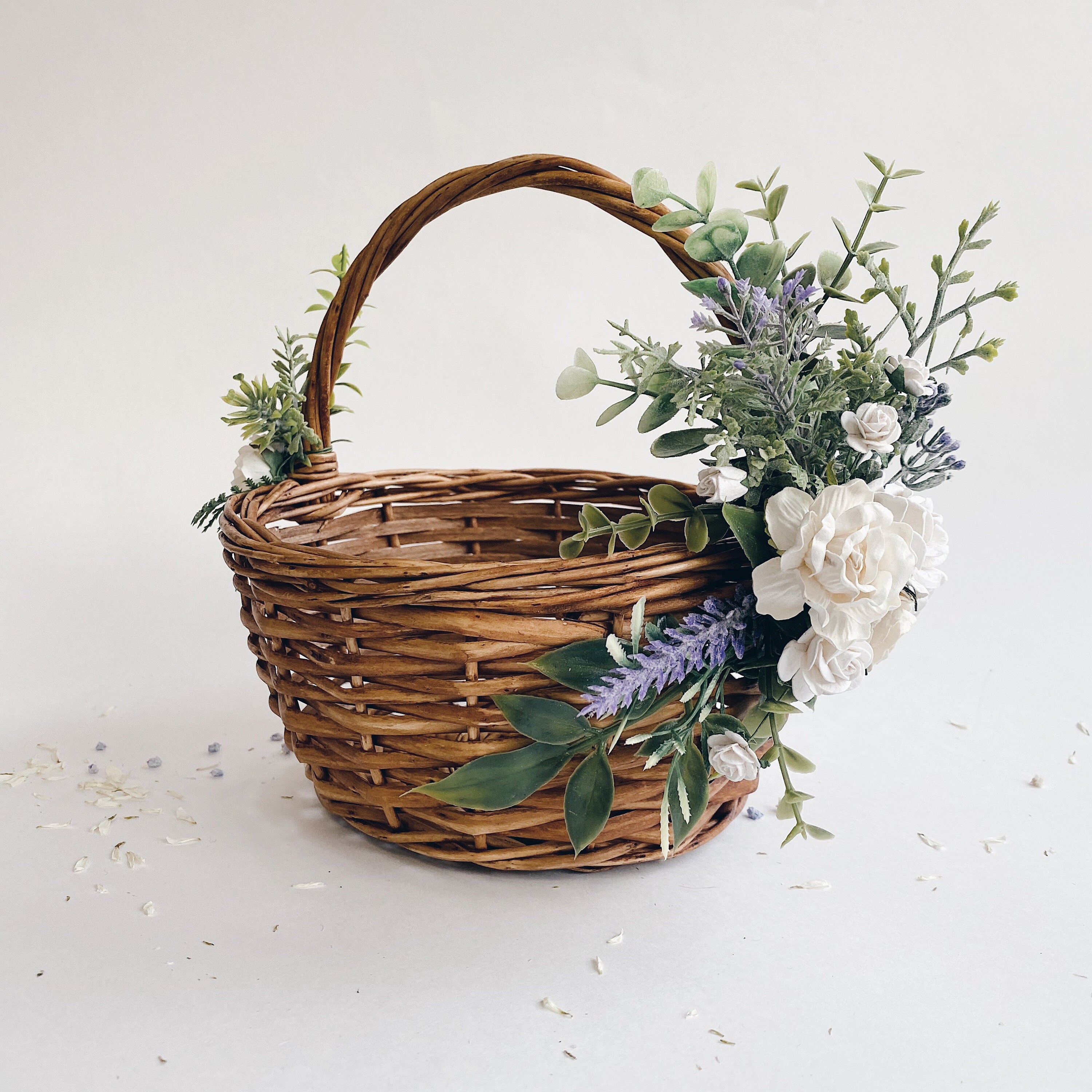 Flower girl basket wicker basket twig basket rustic basket Etsy