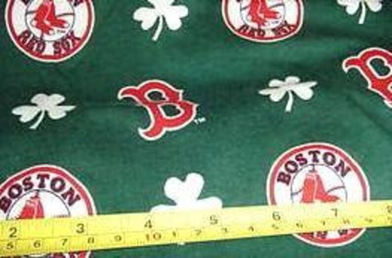 Red Sox Irish cotton fabric green background material 6 pieces image 1