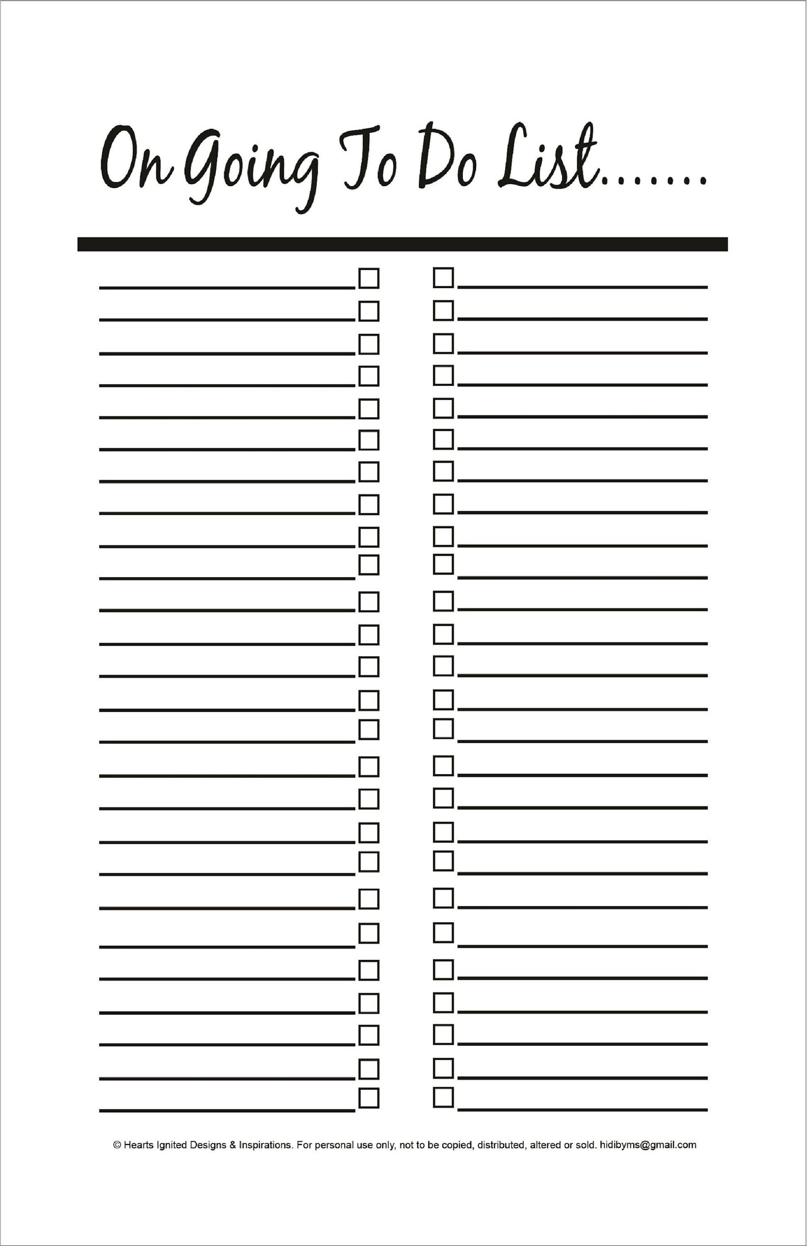 On Going to Do List Planner Page Blank &amp; Simple - Classic (half Size 8. ...