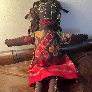 Folk Style Rag Doll - Black Doll, African-American Doll